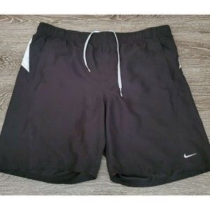 Vintage Nike Essential Swim Trunks Shorts Grey Tag Mens Sz M Black Spellout